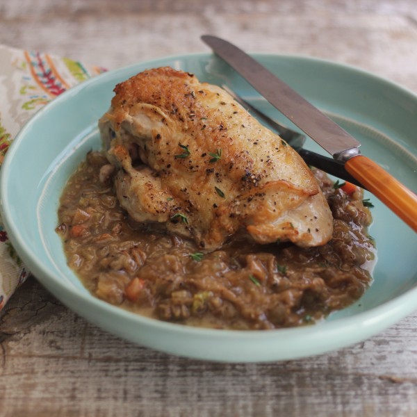 Thyme Roasted Chicken Breast With Morel Madeira Gravy